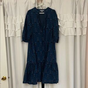 Elegant Blue Floral Dress